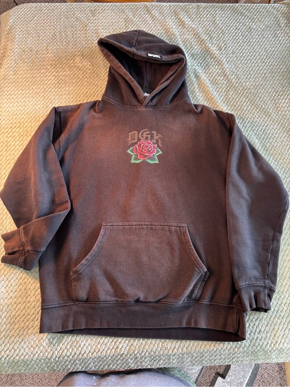 DGK Brown Hoodie with Red Rose Graphic